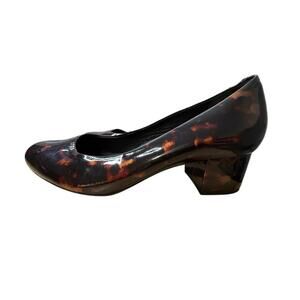 ****Marc Joseph New York Broad ST Pump 7.5 Tortoise Patent Leather Block Heel